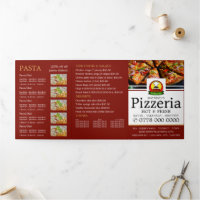 Pizzeria Restaurant, Pizzeria Menu Flyer Tri-Fold