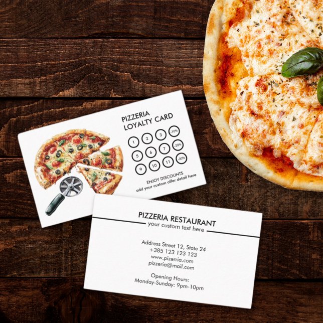 Pizzeria Simple Modern Loyalty Card  (Creator Uploaded)