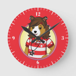 PJ Collie Round Clock