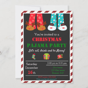 Pjama de Noël invitation de fête de pyjama de Noël