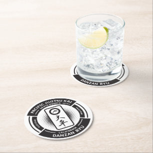 PJK 4" Round Drink Coasters - 6pc / black logo