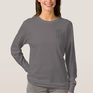 PJK Women's Grey Long Sleeve Shirt / kanji & logo