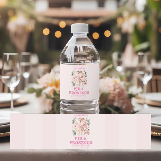 Pjs and Prosecco Bachelorette Water Bottle Label (Creator Uploaded)