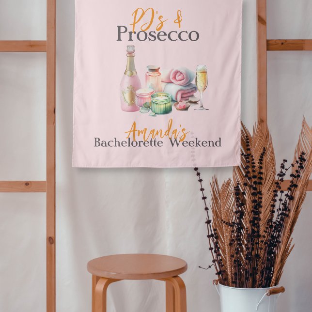 Pjs and Prosecco Pink Spa Bachelorette Party  Tapestry (Creator Uploaded)