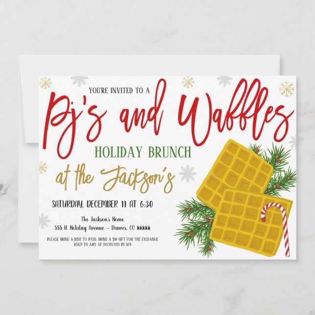 Pjs and Waffles Holiday Invitation (Front)