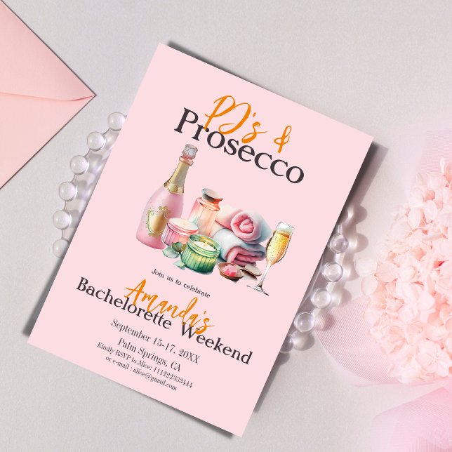 Pjs Prosecco Pink Spa Bachelorette Party Itinerary Invitation (Creator Uploaded)
