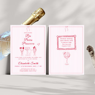 PJs, Purrs & Prosecco Cat Pajama Party Invitation