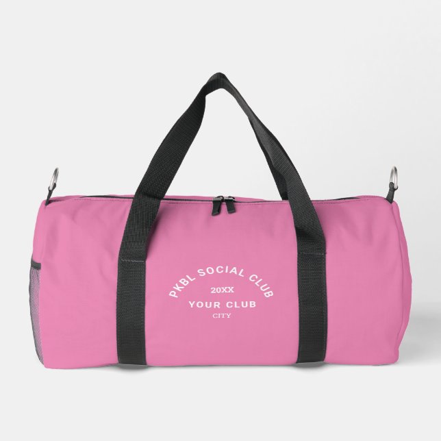 PKBL Social Club Crest Monogram Pink Pickleball  Duffle Bag (Back)