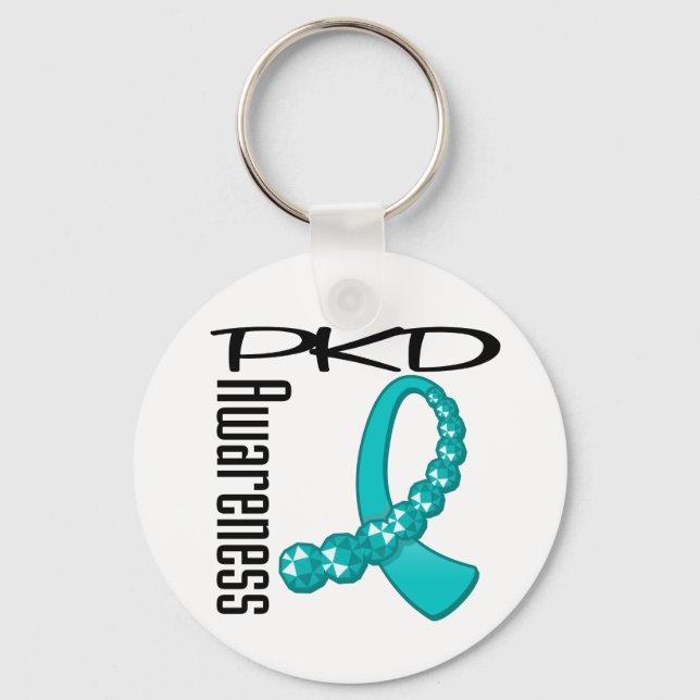 PKD Awareness Gemstone Ribbon Keychain (Front)