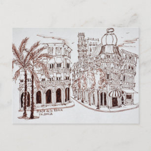 Placa de la Reina in Old Town, Valencia, Spain Postcard