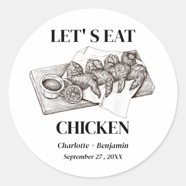 Place Card Chicken Wedding Meal  Classic Round Sticker (Front)