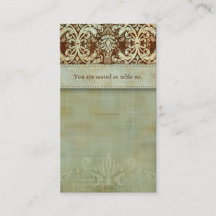 Place Card Damask Brown Vintage Look