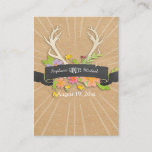 Place card Deer Antler Wildflower Starburst Rustic