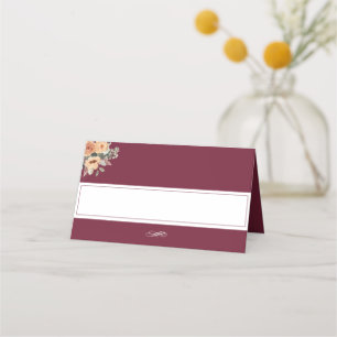Place Card - Elegant floral burgundy design