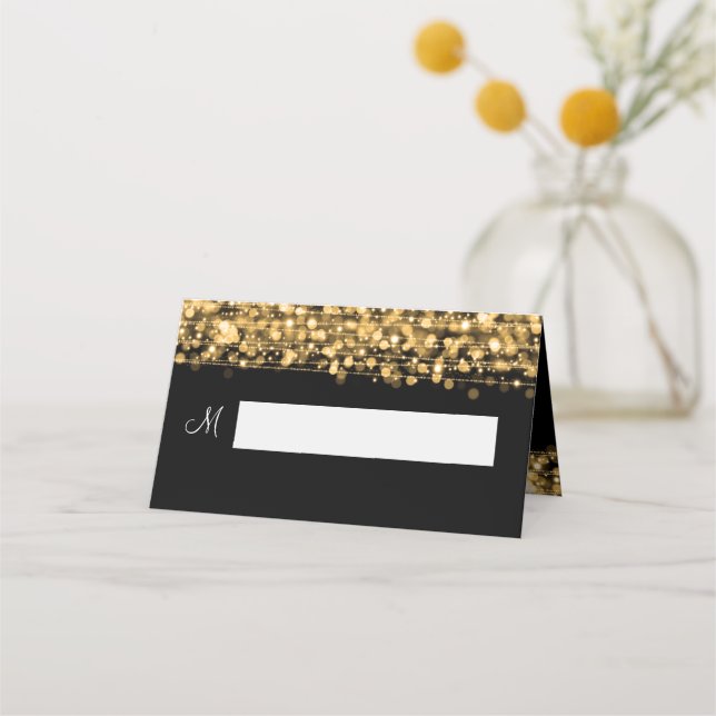 Place Card Elegant Wedding Party Sparkles Gold (Front)