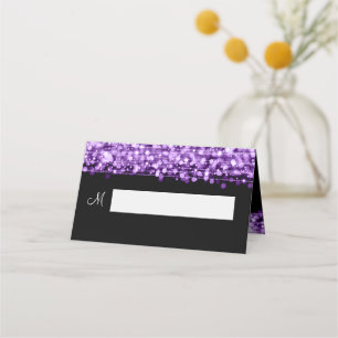 Place Card Elegant Wedding Party Sparkles Purple