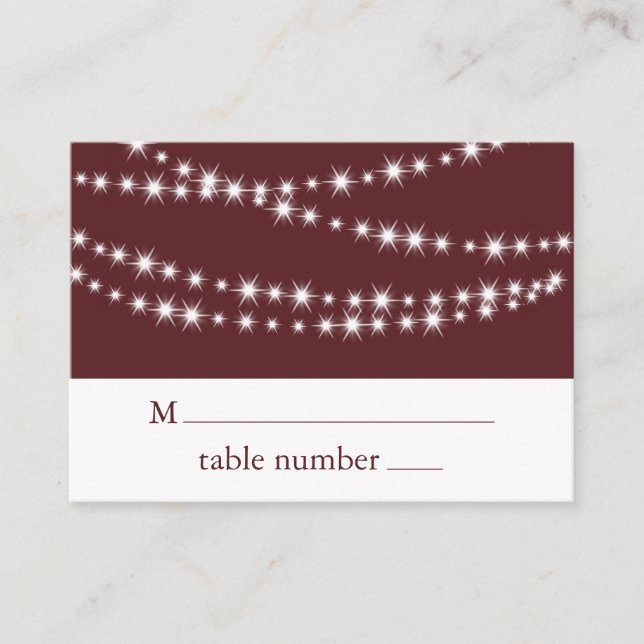 Place Card - Marsala Twinkle Lights (Front)