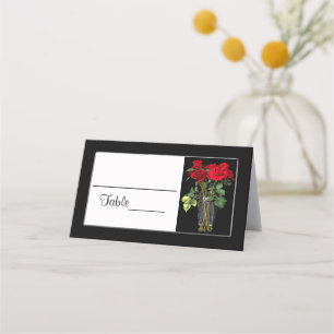 Place Cards, Vase, Red Rose Wedding Collection Place Card