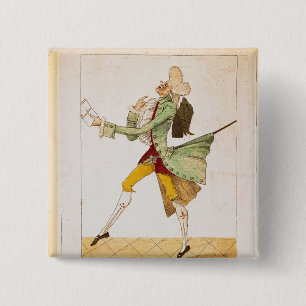 Place caricature of the returning emigrants 2 inch square button