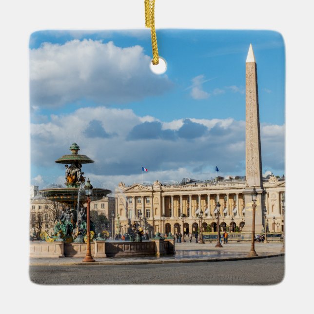 Place de la Concorde and obelisk - Paris, France Ceramic Ornament (Front)