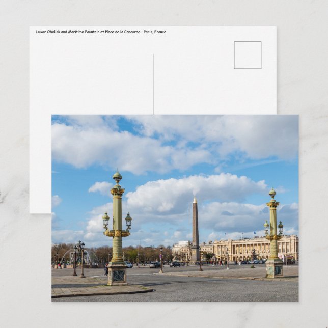 Place de la Concorde and obelisk - Paris, France Postcard (Front/Back)