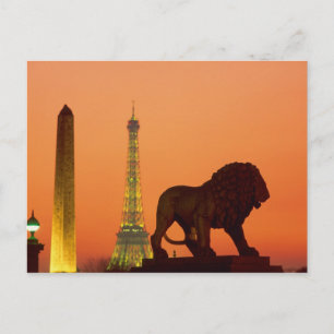 Place de la Concorde; Eiffel Tower; Obelisk; Postcard