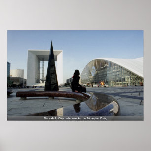 Place de la Concorde, new Arc de Triomphe, Paris, Poster