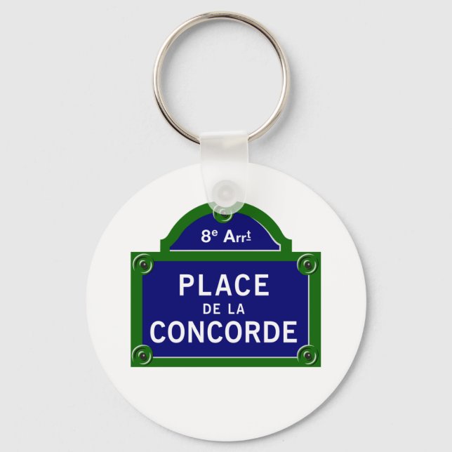 Place de la Concorde, Paris Street Sign Keychain (Front)
