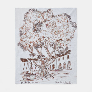 Place de la Liberte, Saint-Guilhem-le-Desert Fleece Blanket