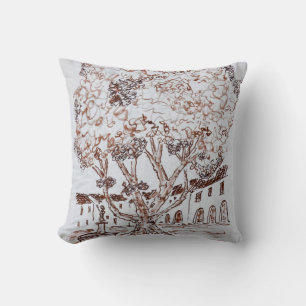 Place de la Liberte, Saint-Guilhem-le-Desert Throw Pillow