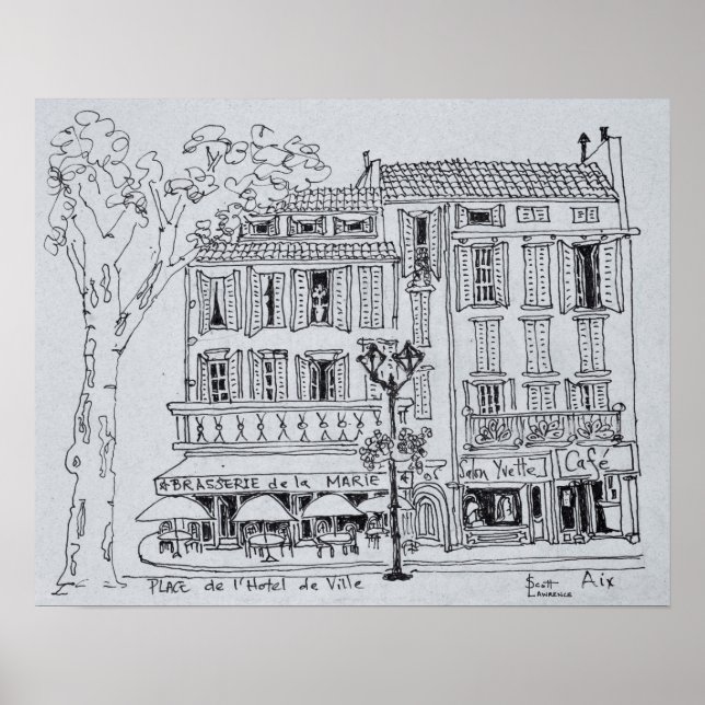 Place de L'Hotel de Ville | Aix and Provence Poster (Front)