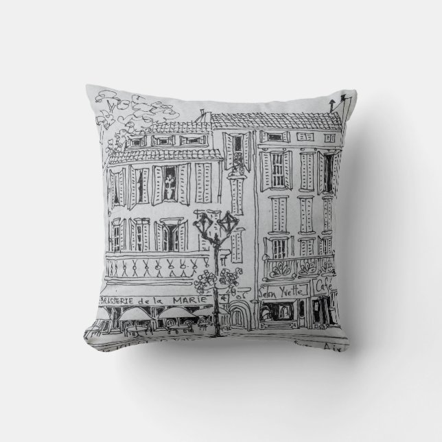 Place de L'Hotel de Ville | Aix en Provence Throw Pillow (Front)
