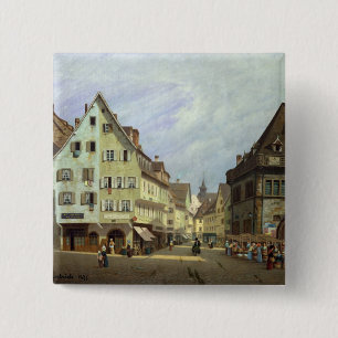 Place du Marche-aux-Fruits, Colmar, 1875 2 Inch Square Button