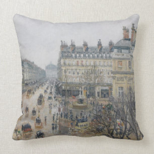 Place du Theatre Francais, Paris: Rain, 1898 Throw Pillow