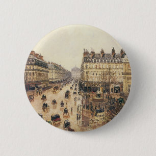 Place du Theatre Francais, Paris Rain by Pissarro 2 Inch Round Button