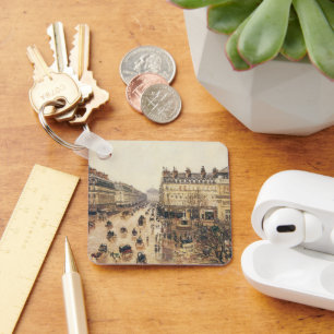 Place du Theatre Francais, Paris Rain by Pissarro Keychain