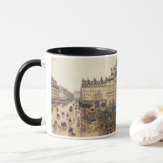 Place du Theatre Francais, Paris Rain by Pissarro Mug (With Donut)