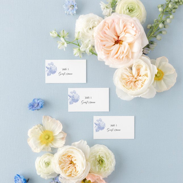 Place & Escort card with blue hydrangea (Creator Uploaded)