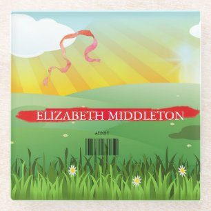 Place Escort Name Seating Tiles Rustic Festival  Glass Coaster