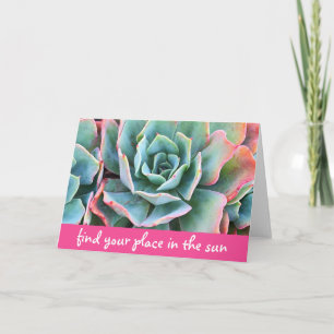 “Place in sun” green cacti photo blank inside card
