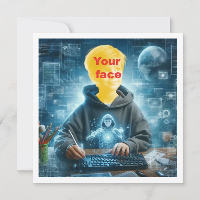 Place my face in the pic, computer lover, geni card (Front)