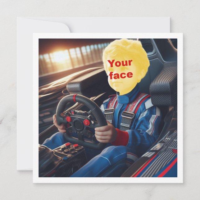 Place my face in the picture, formula 1 racing car card (Front)