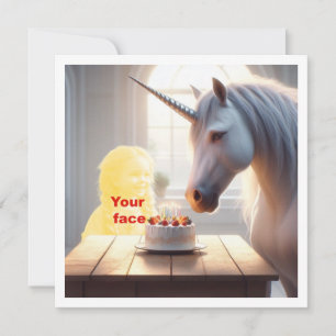 Place my face in the picture, unicorn and child  card