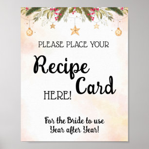 Place Recipe Card Christmas Bridal Shower  Poster