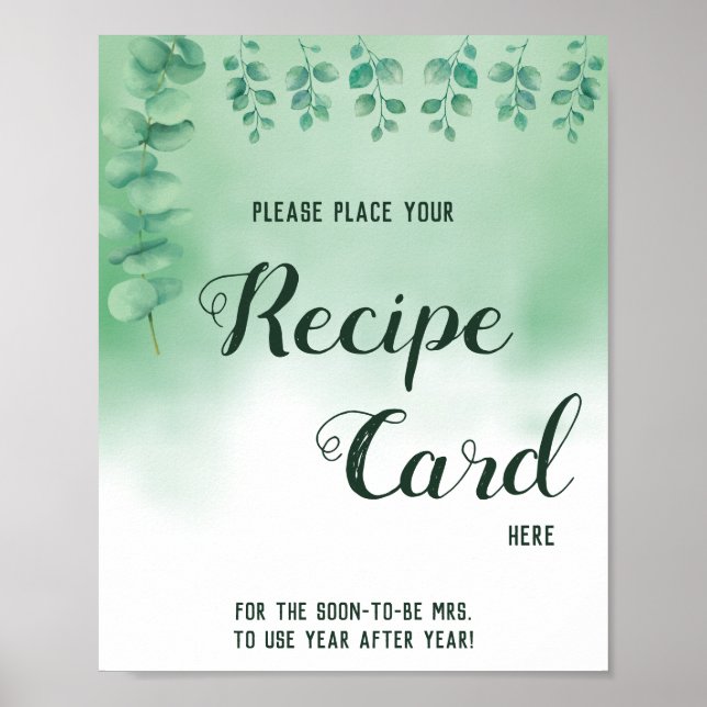 Place Recipe Card Here Eucalyptus Shower Sign (Front)
