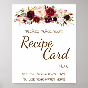 Place Recipe Card Here Marsala Flowers Shower Sign