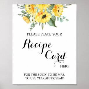 Place Recipe Card Here Sunflower Shower Sign