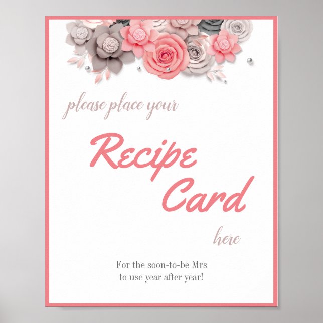 Place Recipe Card Shower Sign (Front)