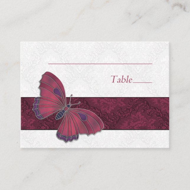 Place setting card Butterfly Brocade red (Front)