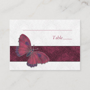 Place setting card Butterfly Brocade red